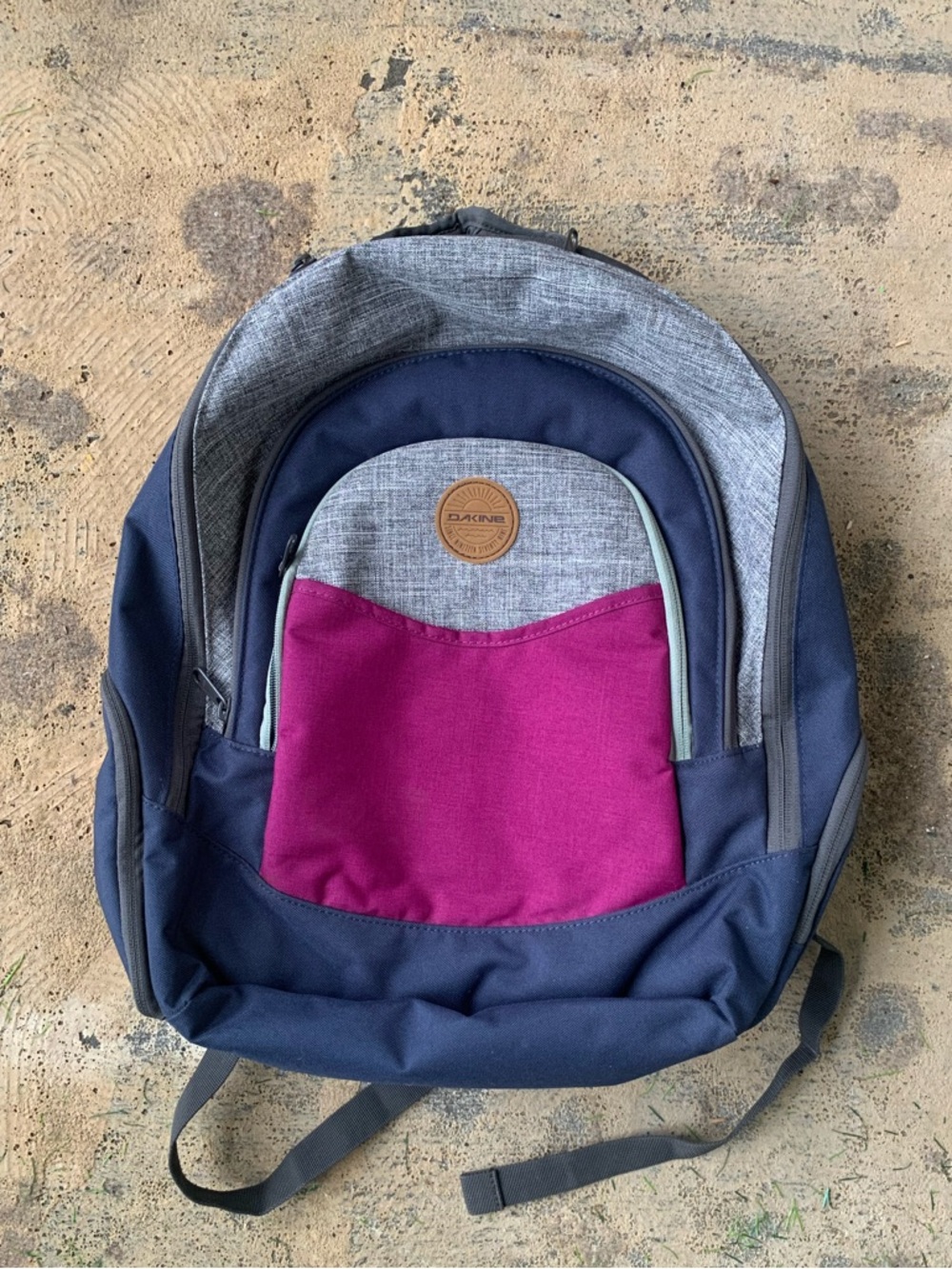 Dakine 25L Navy Gray and Magenta Colorblock Backpack